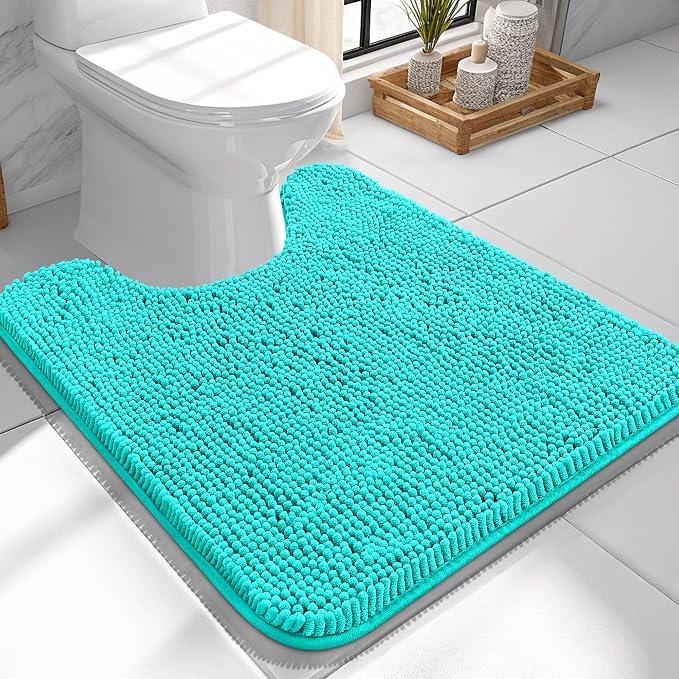OLANLY Toilet Rugs U-Shaped 24x24, Extra Soft Absorbent Chenille Contour by OLANLY