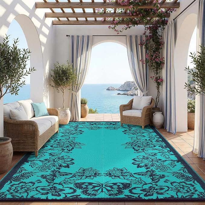 Garvee Outdoor Rugs 9' x 12’ Waterproof Reversible Mats, Large Area Plastic by Garvee
