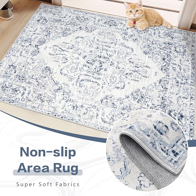 10x14 Area Rugs for Living Room: Washable Rug Vintage Large Rugs Soft Non Slip - Image 6