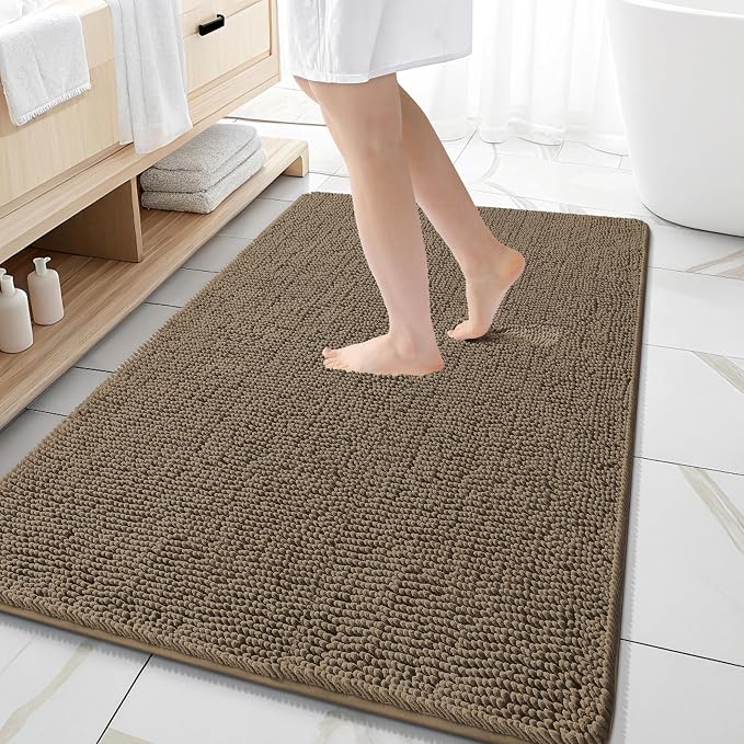 OLANLY Large Bathroom Rugs 59x35, Extra Soft Absorbent Chenille Bath Rugs by OLANLY