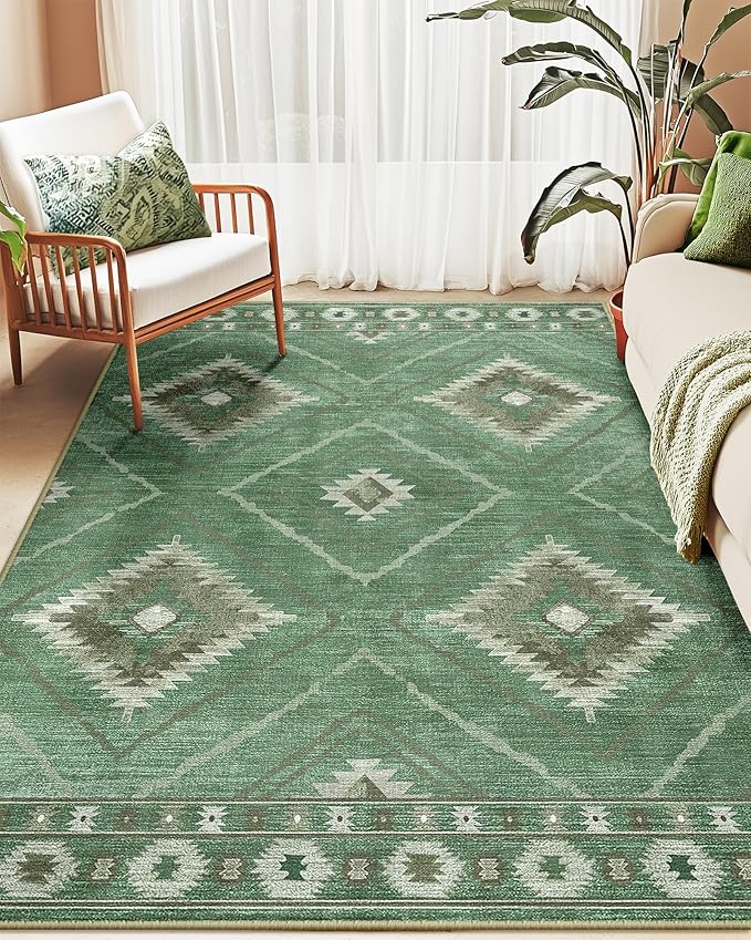 BESTSWEETIE Area Rug 9x12 Rug Machine Washable Non-Slip Low Pile Print Pattern - Image 7