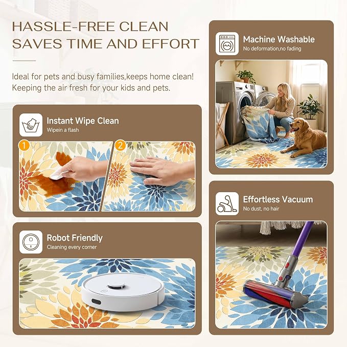 5x8 Indoor Outdoor Area Rug Washable Patio Rug Colorful Non Slip Non Shedding - Image 7