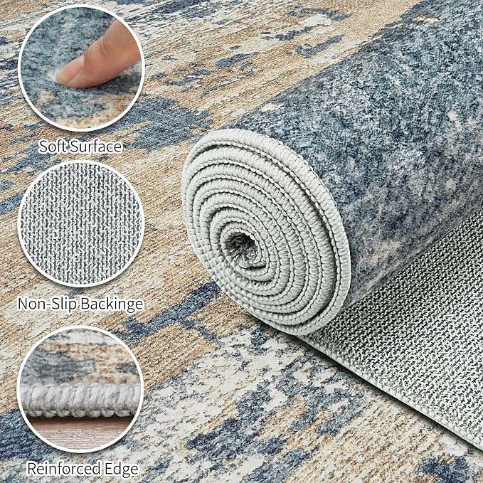 Area Rugs 10x14 Living Room: Large Soft Washable Rug Modern Abstract Anti-Skid - Image 9