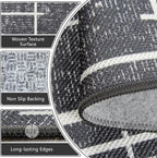 Non Slip Hallway Runner Rug 2x8, Modern Distressed Stripe, Washable Long Rug - Image 5