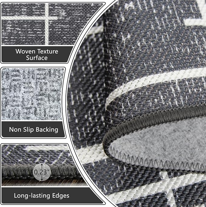 Non Slip Hallway Runner Rug 2x10, Washable Long Rug, Woven Thin Low Pile Carpet - Image 4