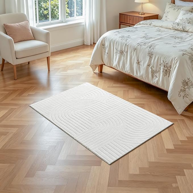 Pauwer 3x5 Washable Area Rugs for Living Room Modern White Solid Color Soft - Image 9