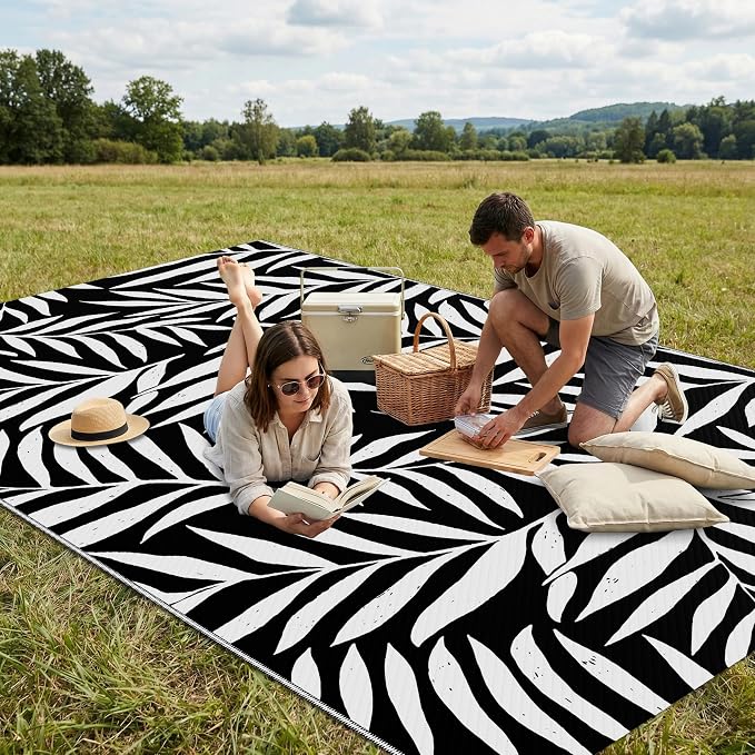 Smiry Outdoor Rug 5x8 ft, Waterproof Reversible Plastic Straw Rugs, Outdoor - Image 4