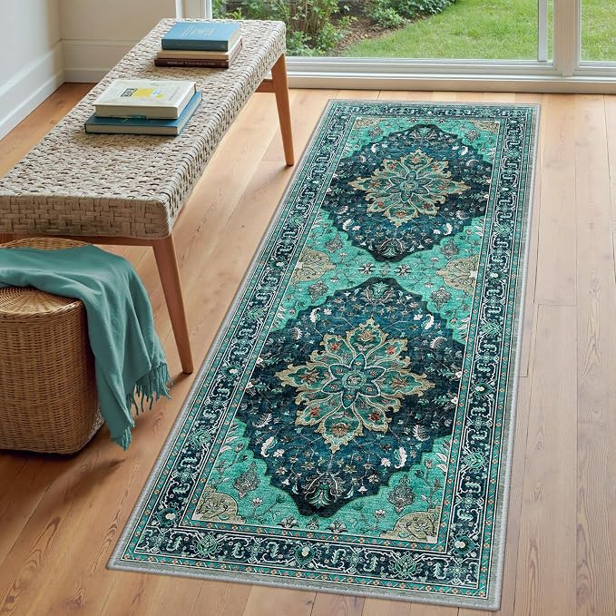 RELEANY Area Rugs Runner 3'x6' Washable Non-Slip, Floral Vintage Distress - Image 3
