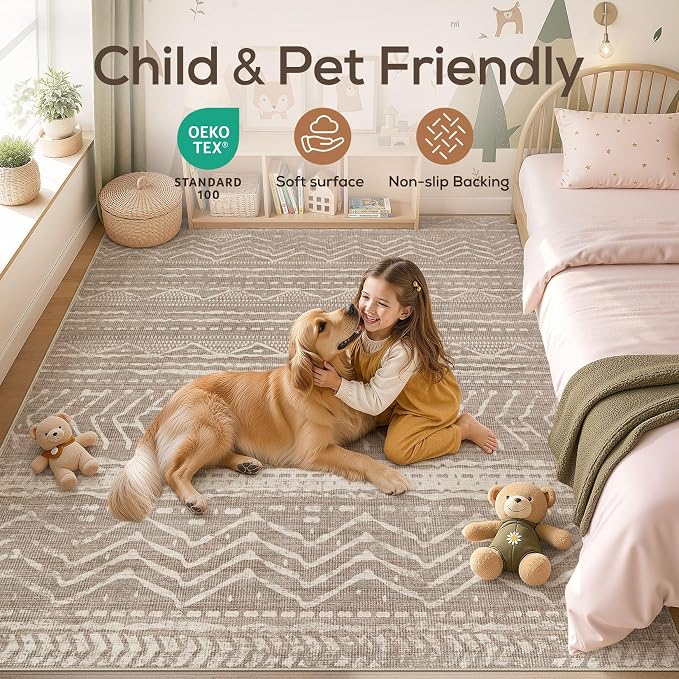 Nakagishi Area Rug Living Room Rugs: 12x18 Large Soft Machine Washable Boho - Image 4