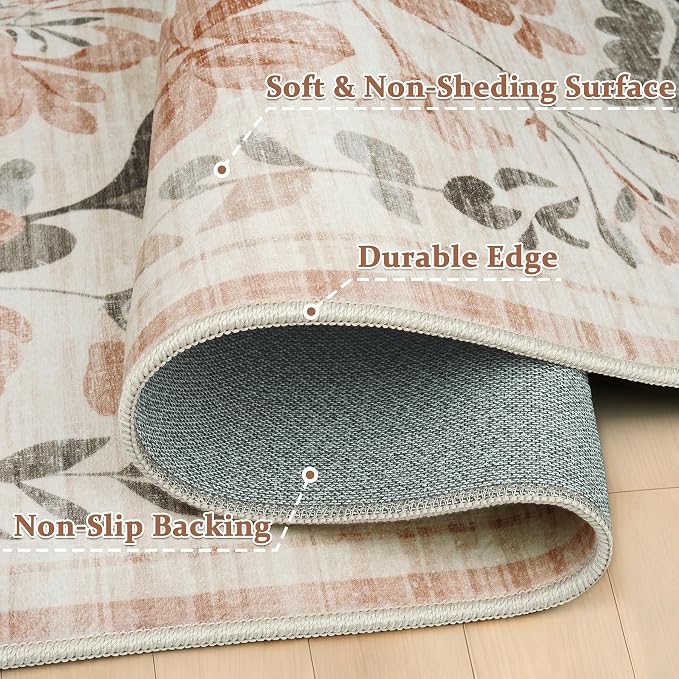 9x12 Area Rugs Washable Rug: Large Boho Living Room Rug Soft Non-Slip Low Pile - Image 8