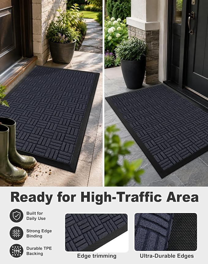 Mibao Front Door Mat Outdoor Entrance, Waterproof Dirt Trapper Doormat - Image 6