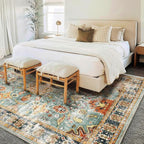 CHAMPLANT Area Rug 9'x12' Washable Vintage Traditional Mat Distressed Indoor - Image 2
