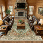 RELEANY Area Rugs Large 9'x12' Washable Non-Slip, Floral Vintage Distress - Image 3
