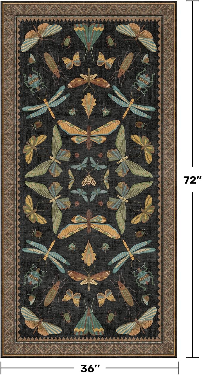 Green and Black Rug for Entryway Indoor- 3x6 Kitchen Floor Mats Non Slip - Image 2