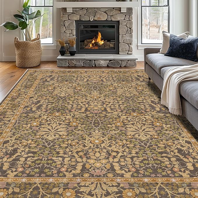 6x9 Washable Area Rugs for Living Room, Stain Resistant Vintage Rugs for Dining - Image 3