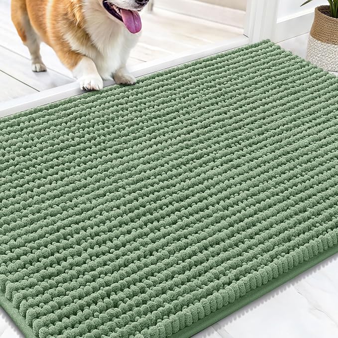OLANLY Dog Door Mat for Muddy Paws 30x20, Ultra Absorbent Chenille Mud Doormat by OLANLY