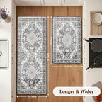 Boho Kitchen Mats for Floor 2 Piece Set Anti Fatigue Cushioned PVC Kitchen Rugs - Image 2