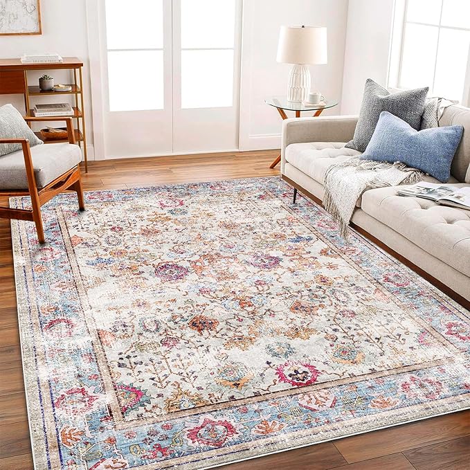 CHAMPLANT 5'x7' Washable Vintage Area Rug Traditional Floor Cover Foldable - Image 3