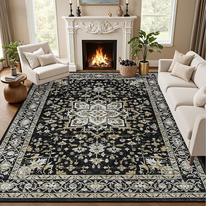 Area Rugs 10x14 Living Room Rug: Washable Rug Soft Vintage Boho Carpet Indoor by EXPEDIX