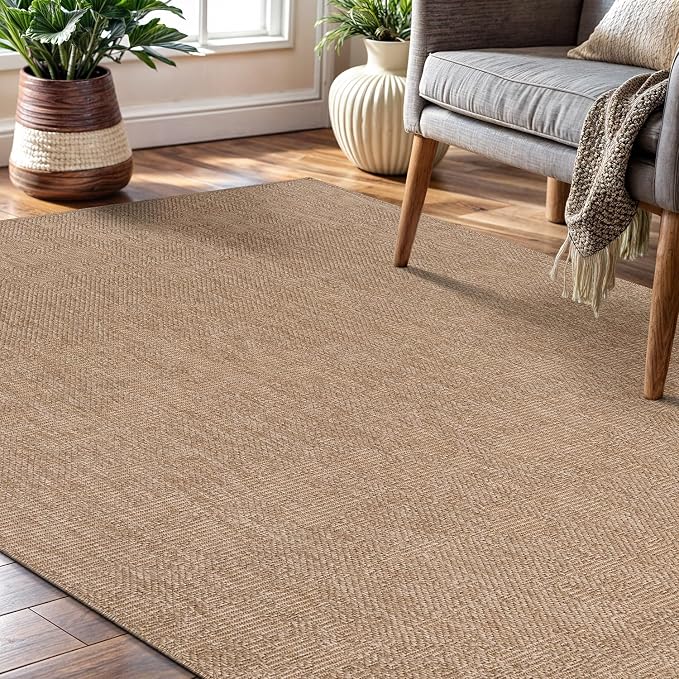 CAMILSON Easy Jute Rug 4x6, Indoor Outdoor Natural Color Fiber Area Rugs - Image 9