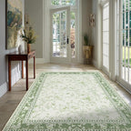 Green 4x6 Small Rug for Living Room Cream Beige and Sage Green Area Rug for by BILEEHOME