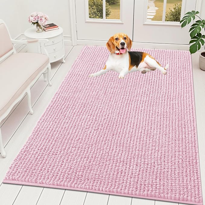 OLANLY Dog Door Mat for Muddy Paws 59x35, Ultra Absorbent Chenille Mud Doormat by OLANLY