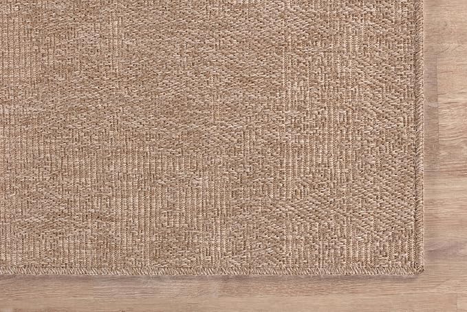 CAMILSON Indoor and Outdoor Runner Rug Natural Solid Boho Woven Design - Image 5