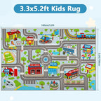 Capslpad Kids Rug Educational Play Rug 5.2'x3.3' Traffic Road Kids Play Car Mat - Image 2