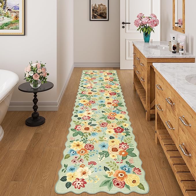DUKINO 2x8 Washable Runner Rug, Lightweight Soft Floral Hallway Rug Runner - Image 6