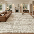 Soalmost 12x15 Washable Area Rug Brown Neutral Abstract Living Room Large by Soalmost