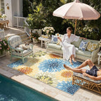 5x8 Indoor Outdoor Area Rug Washable Patio Rug Colorful Non Slip Non Shedding - Image 2