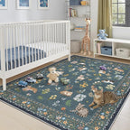 Soalmost Cat 6x9 Area Rugs for Living Room, Machine Washable Animal Floral - Image 4