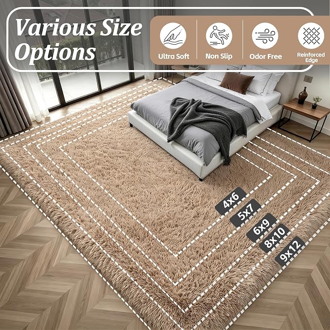 Fluffy 5x7 Area Rugs for Living Room Bedroom: Ultra Soft Shag Rug Non-Slip - Image 9
