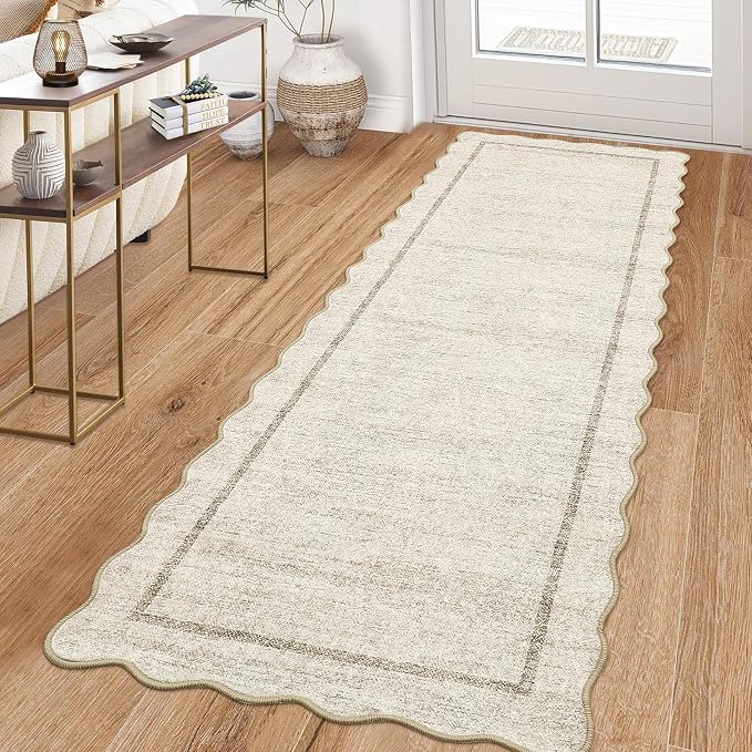 GarveeHome Scalloped Washable Kitchen Runner Rug 2x8, Non Slip Boho Soft - Image 2