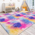 Dark Rainbow Rug for Kids Room 6x9 Cute Fluffy Kids Area Rugs for Bedroom Girls by TENNOLA