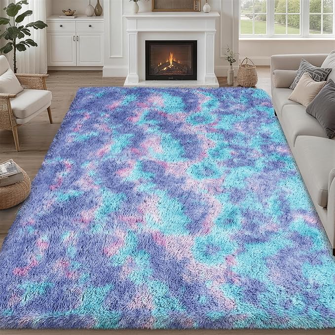 Fluffy Area Rugs 9x12 Living Room Bedroom: Ultra Soft Shag Rug Upgrade Non-Slip by Luxturiy