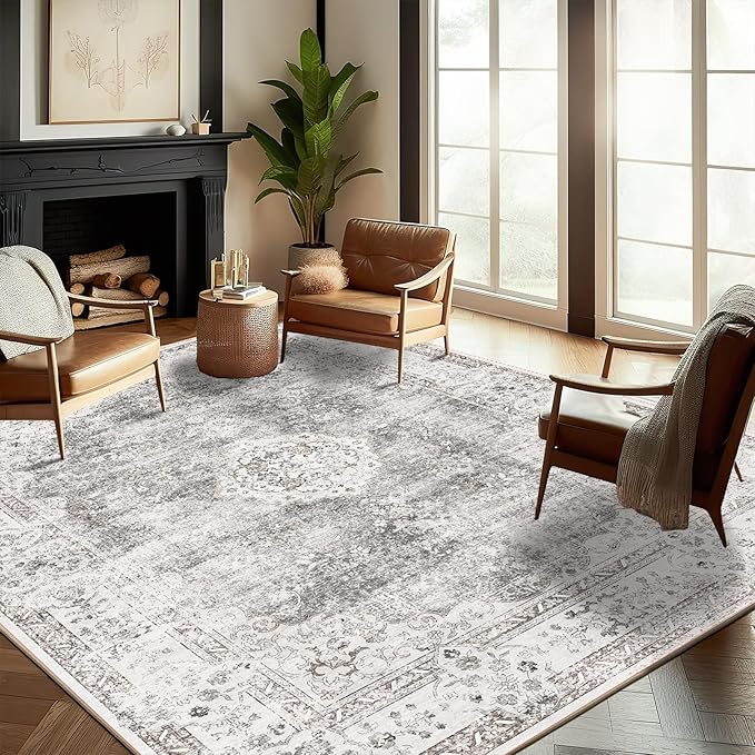 CHAMPLANT Washable Area Rug 10'x14' Boho Design Non-Shedding Easy Care Ideal by CHAMPLANT