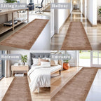 2x8 Washable Hallway Runner Rug – Non-Slip Modern Abstract Neutral Low-Pile - Image 3