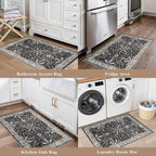 Kitchen Rugs Set of 2 Washable Non Slip – Soft Low Pile Boho Floral Decorative - Image 4