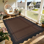 5x7 Scalloped Rug Easy Jute Washable Outdoor Patio Rug by Zeeinx