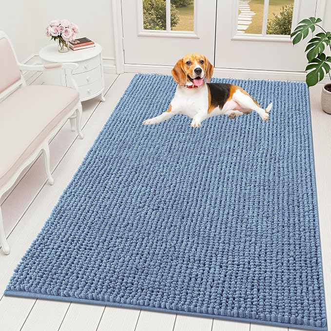 OLANLY Dog Door Mat for Muddy Paws 59x35, Ultra Absorbent Chenille Mud Doormat by OLANLY