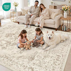 10x12 Area Rug for Living Room: Vintage Boho Neutral Washable Rug Indoor Soft - Image 7