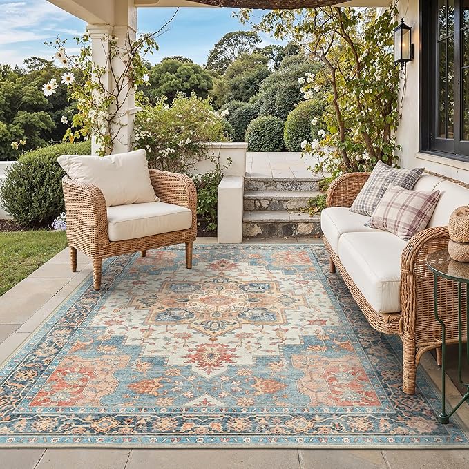 GENIMO Outdoor & Indoor Area Rug 5'x8', Waterproof, Non-Shedding, Easy Cleaning by GENIMO