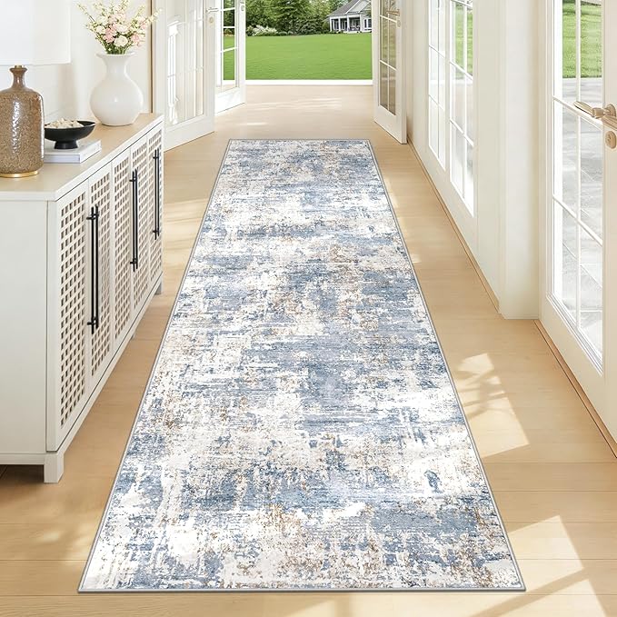 XLUEZ 2.6x8 Runner Rug for Hallway, Washable Modern Abstract Runner Rugs by XLUEZ