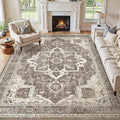 8x10 Washable Area Rugs for Living Room, Large Rug Non Slip Backing Vintage by JessibouAreaRug