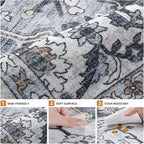 3x5 Area Rugs Living Room: Washable Vintage Rug Large Non-Slip Stain Resistant - Image 8