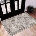 CHAMPLANT 2'x3' Deep Khaki Area Rug Washable Door Mat Vintage Distressed by CHAMPLANT
