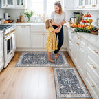 Kitchen Mats Set of 2 Washable Non-Slip – Soft Low Pile Boho Decorative Runner - Image 3