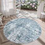 Soalmost 5x5 Blue/Grey Round Rug 5ft Living Room Circle Rug Vintage Round Area - Image 3