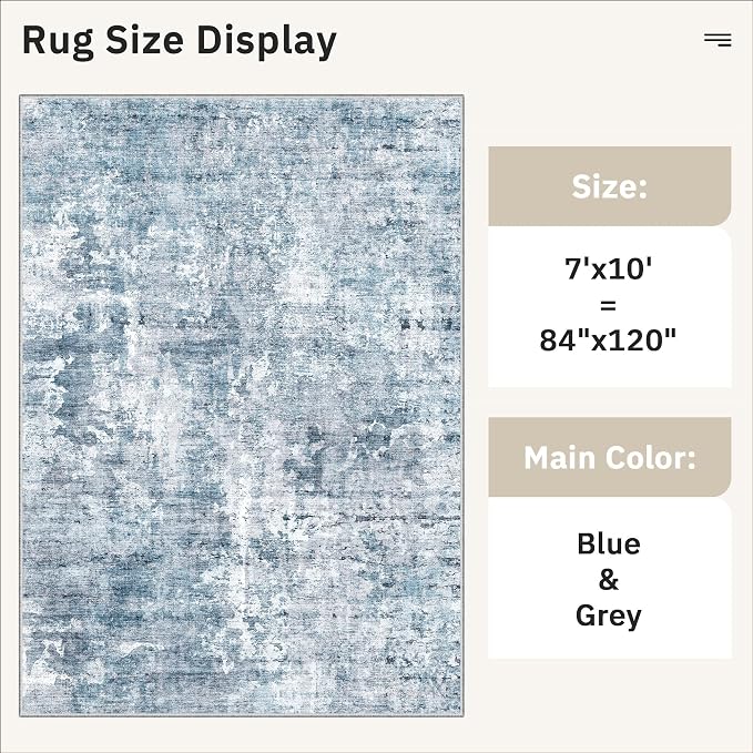Soalmost 7x10 Area Rug for Living Room Washable Abstract Vintage Soft Thin - Image 5